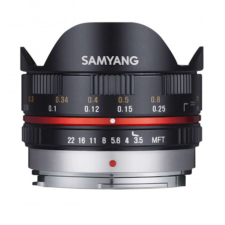 SY75VT Samyang obiettivo 7,5mm T3.1 Fish Eye MFT