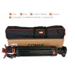 DF26AQ7 Treppiede video COMAN 3Sez. 905/1830mm Max Load 12Kg Testa Q7, Alluminio