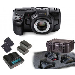 KIT 6 Pocket Cinema Camera 4K Blackmagic + Kit aimentazione Hedbox + ottiche Xeen MFT