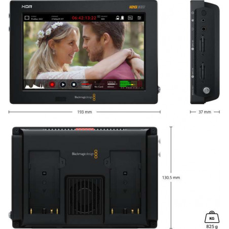 Video Assist 7" 12G Blackmagic monitor 7" HDR , Ultra HD, 2K e 4K DCI., LUT 3D, 2 slot SD