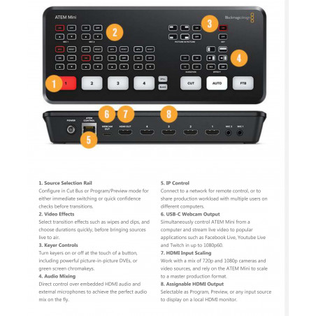 ATEM Mini Blackmagic Switcher 4 ingressi HDMI, DVE integrato, uscita USB