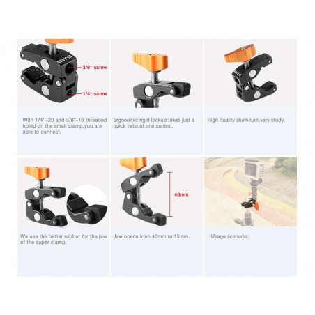 EI-A05S E-Image Mini Super Clamp con vite da 1/4" e 3/8"