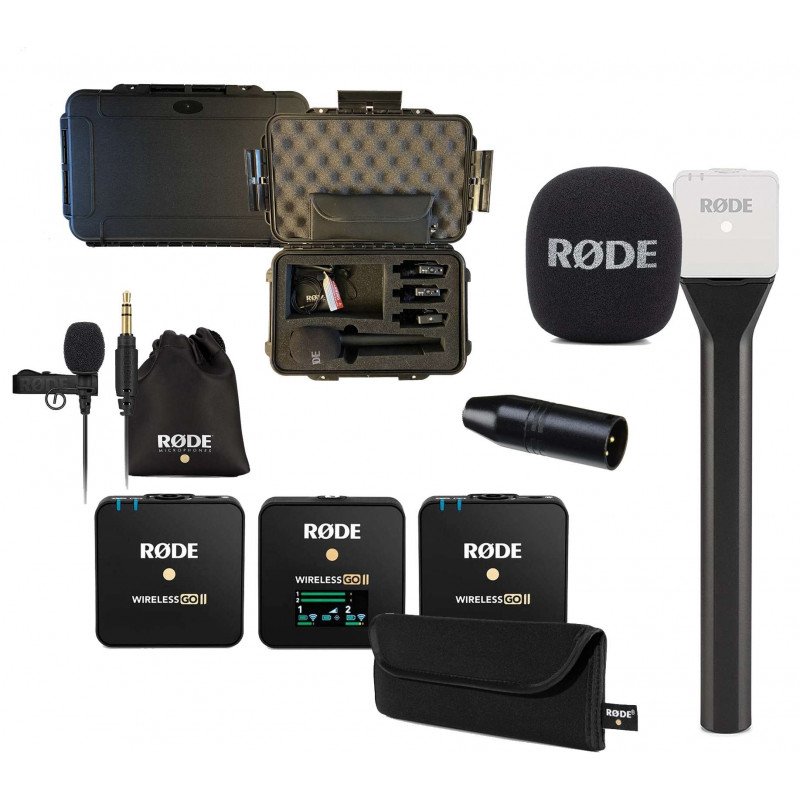 Rode Kit 2 Wireless GO II + Interview GO + Lavalier GO + VXLR + Valigia