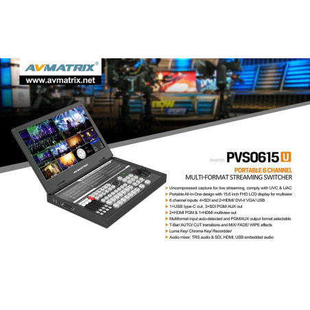 AVMATRIX Streaming Video Switcher SDI HDMI/DVI