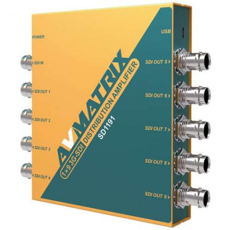 AVMATRIX Amplificatore di distribuzione con reclocking 3G-SDI 1x9