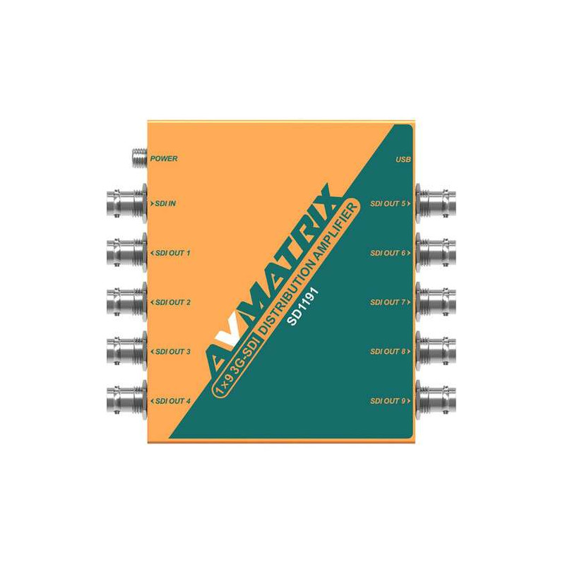 AVMATRIX Amplificatore di distribuzione con reclocking 3G-SDI 1x9