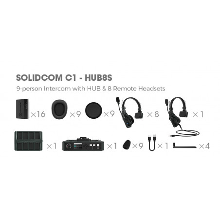 Solidcom C1-8S Hollyland sistema intercom wireless full duplex 8 cuffie e HUB