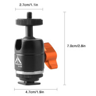 Adattatore A8 con attacco cold shoe e ball head medio E-Image