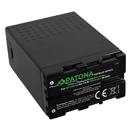 Batteria Patona Premium tipo BP-U68 BP-U65 BP-U60 Sony, 6.9A D-Tap e USB