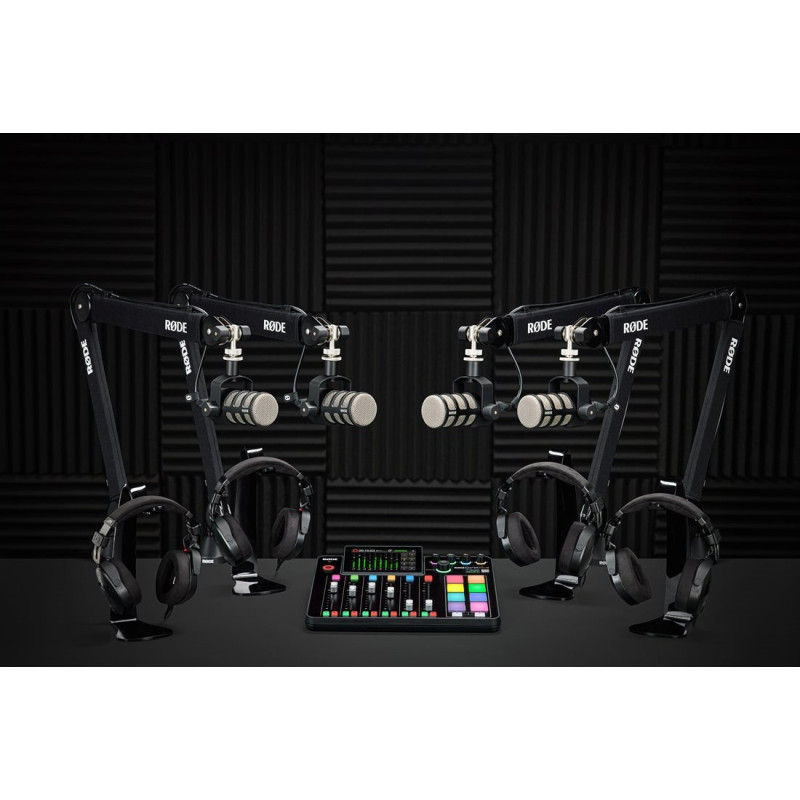 RODECASTER PRO II, 4 PodMic, 4 headphones NTH-100, 4 PSA1+ e 4 XLR3 black RODE KIT