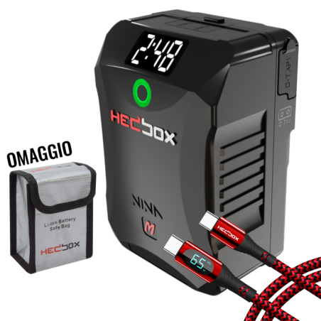 NINA-M HEDBOX, batteria Mini  V-mount 14,8V 6700mAh 95Wh, D-TAP, USB