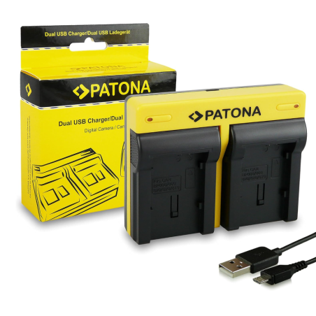 7585 PATONA Carica batterie 2 slot + LCD, out USB-Canon BP808, BP-808, BP-819, B