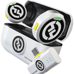 LARK M2 Hollyland microfono Wireless Lavalier con USB-C Plug (Duo,Ivory White)