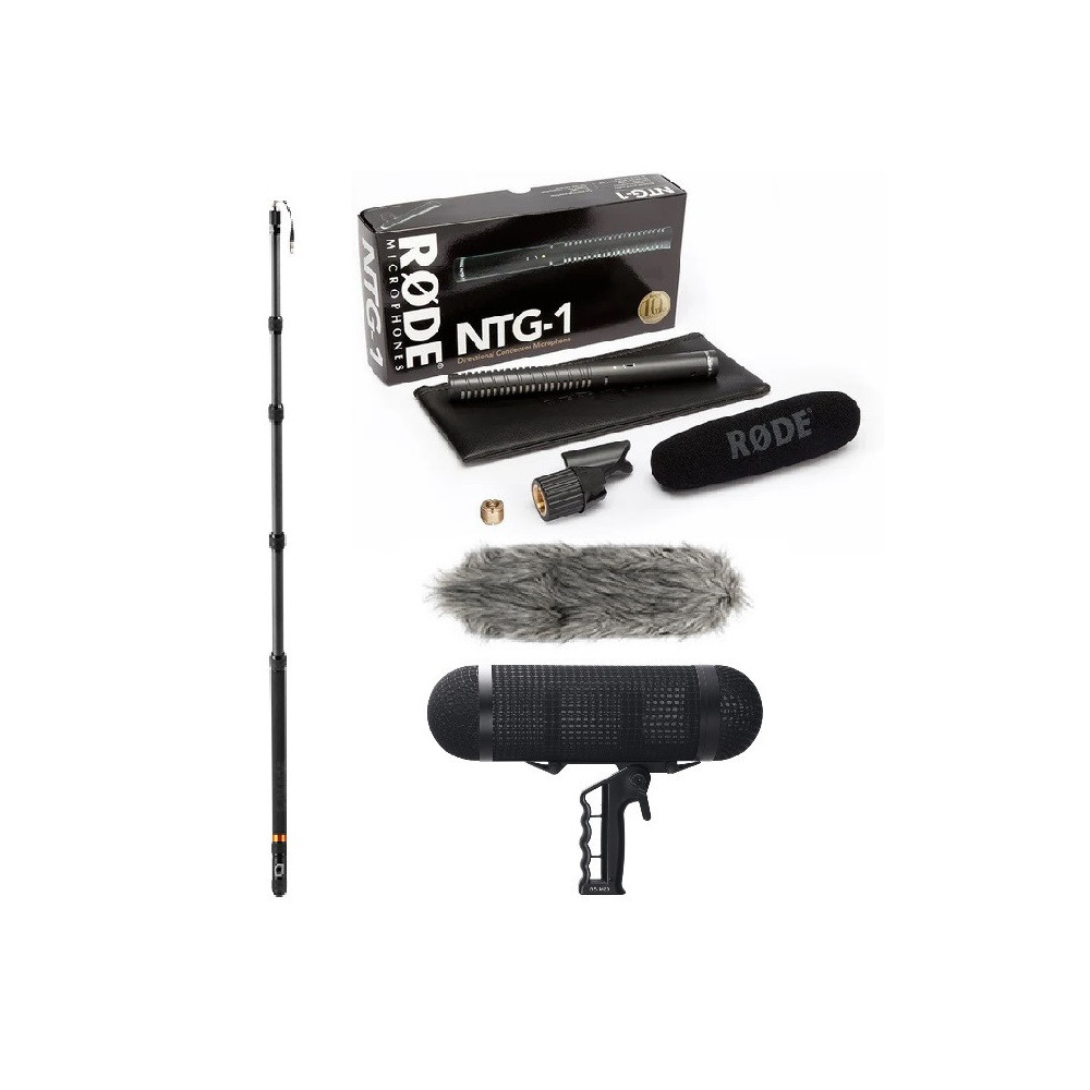 Kit Microfono RØDE NTG-1 + Windshield E-Image BS-M20 + Asta Carbonio BC12P