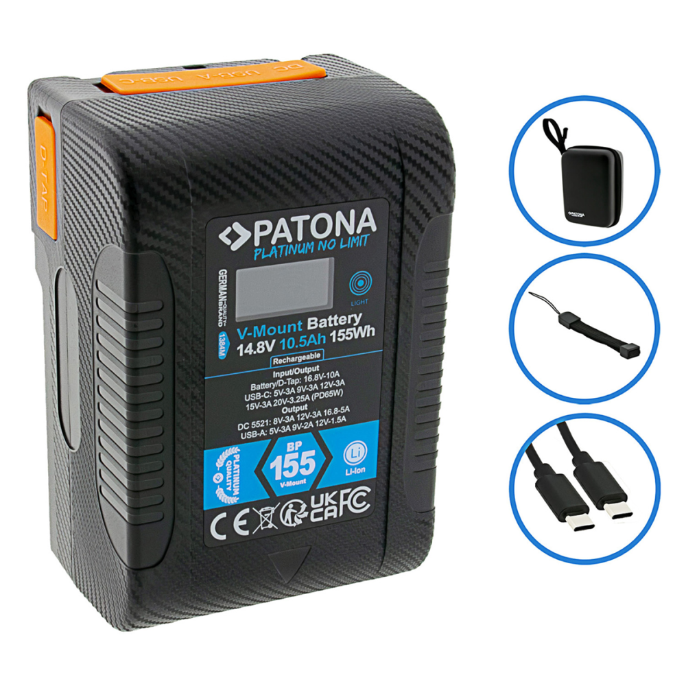 1384M PATONA Platinum Battery V-Mount BP-155W PD65 - Manco.it