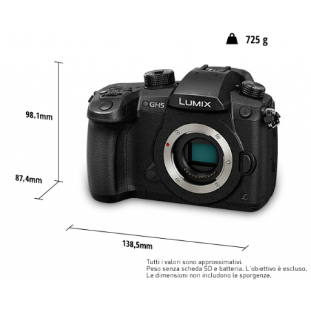 DC-GH5 Panasonic Lumix G Fotocamera Mirrorless 4K, solo corpo